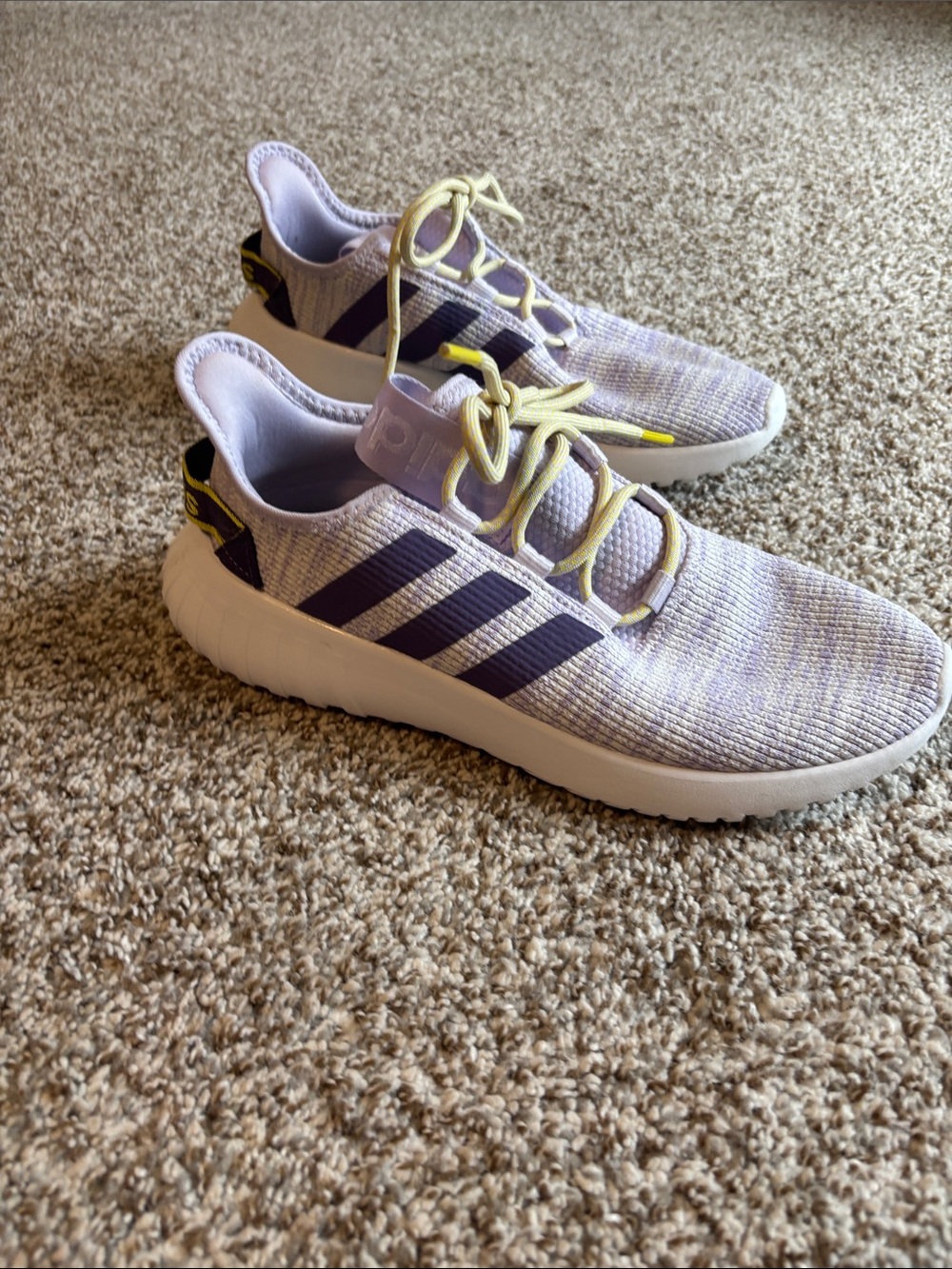 Adidas Purple Knit Sneakers with Yellow Accents with Cloud Foam